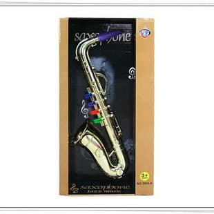 K059176 Four-Note Saxophone, Silver and Gold Mixed, Simulation Music Toy, Children's Early Education Toy Instrument