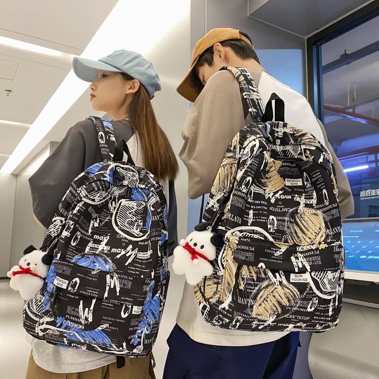 School bag women's fashion Korean version Harajuku ins style simple junior high school student school bag lightweight trendy brand versatile student backpack