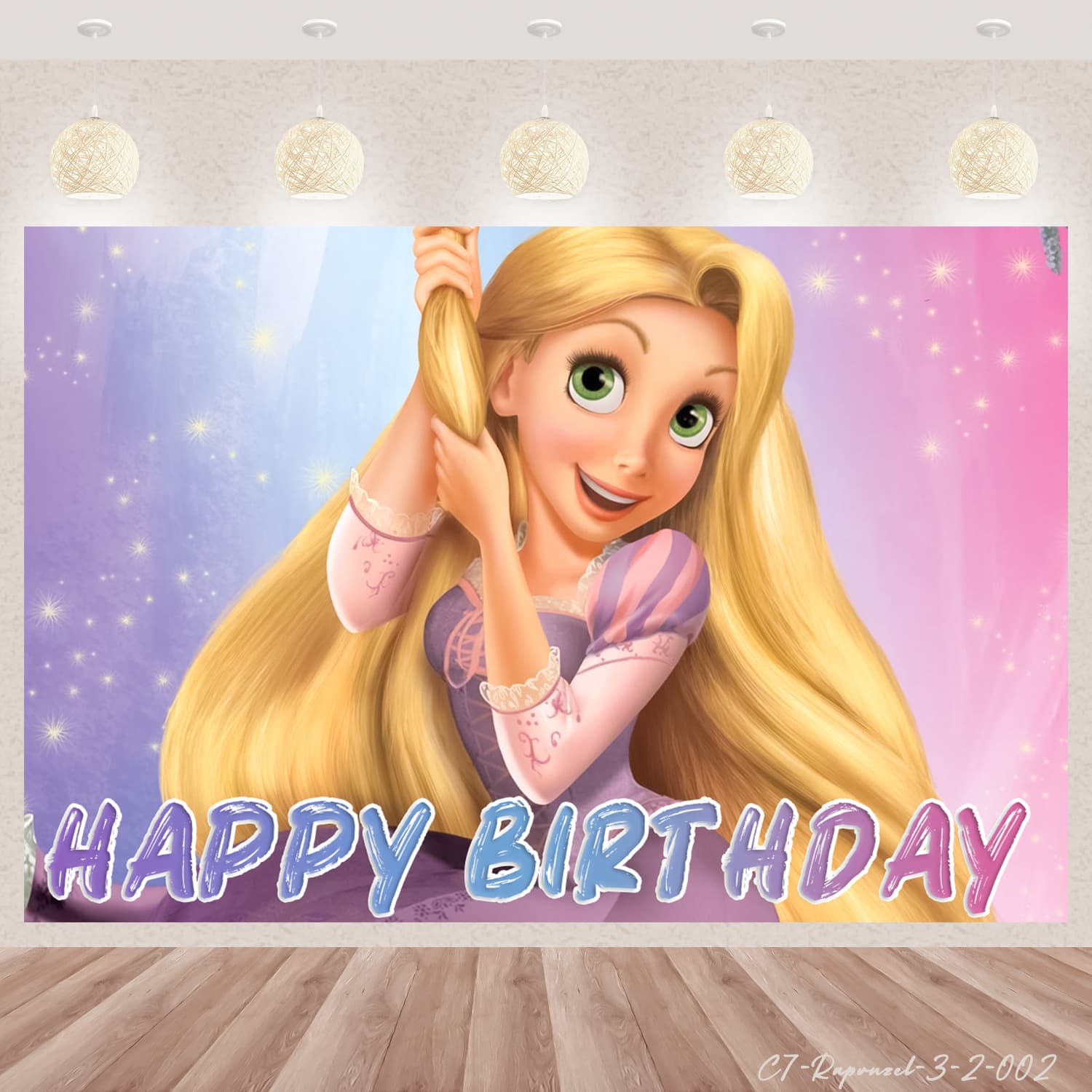 Cross-border Amazon Rapunzel-themed vinyl backdrop for birthday party decorations