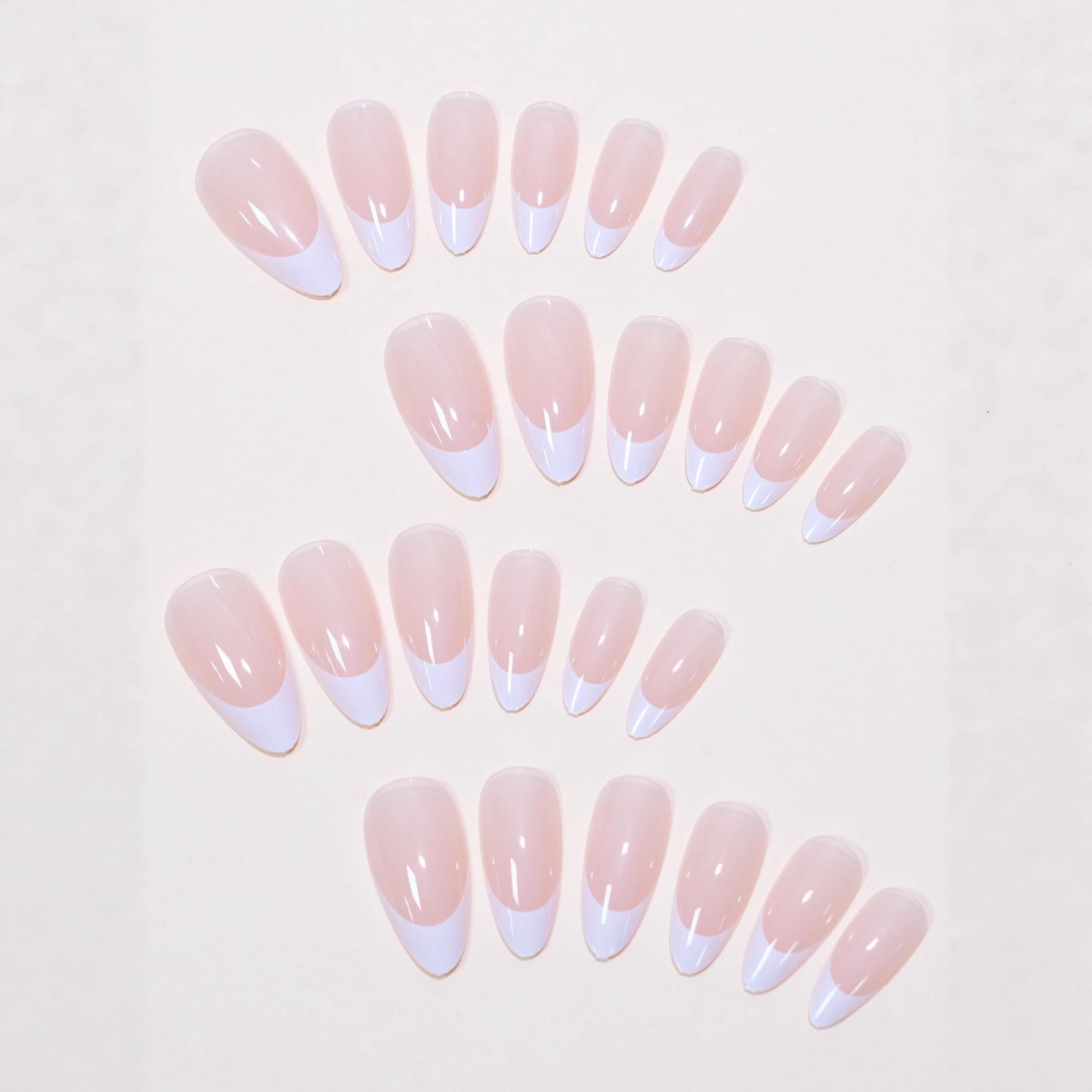 Minimalist French Tip Press-On Nails, White Edge Nail Tips Wholesale, Wearable Nails Cross-Border Nails, 24 Pieces