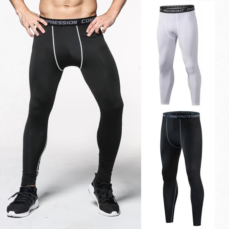 In-Stock Men's Summer Fitness Tights, Basketball Compression Base Layer 9/10-Length Pants, Quick-Dry Breathable Track Suit