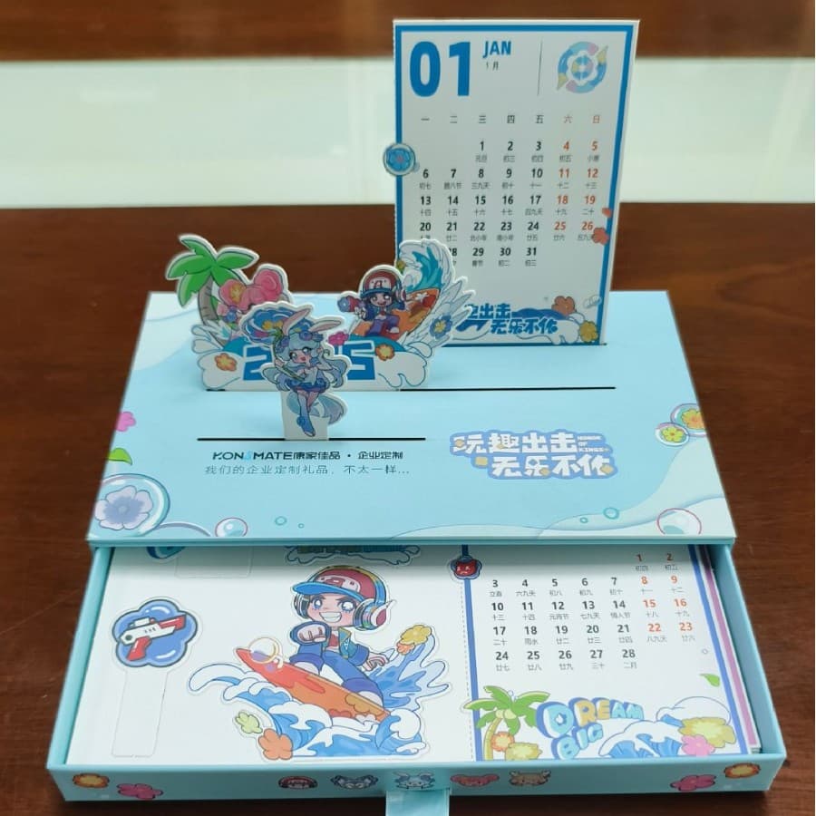 3D three-dimensional painting Desk calendar Customized picture desktop ornaments Business calendar customization 2026