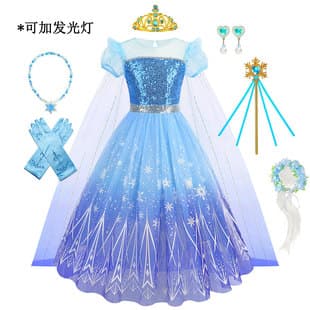New Frozen Elsa Princess Dress Halloween Elsa Girls Dress Elsa Sequins Princess Dress Drop Shipping