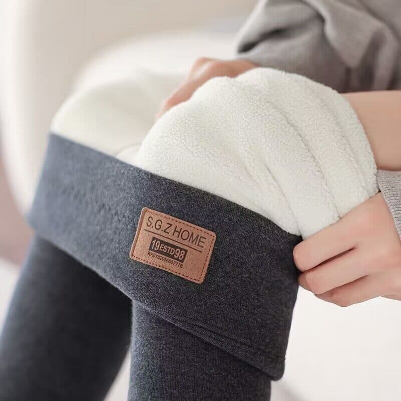 Northeast Extra Thick Lamb Fleece Pure Cotton Leggings for Women, Winter Fleece-Lined High-Waisted Tummy Control Warm Pants