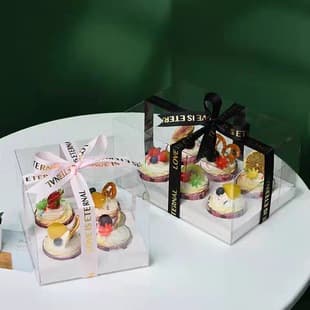 Transparent Cupcake Box, Snow Skin Mooncake Cup, Egg Tart Cup, Small Cupcake Packaging Box 2/4/6/12 Carry Handle Box
