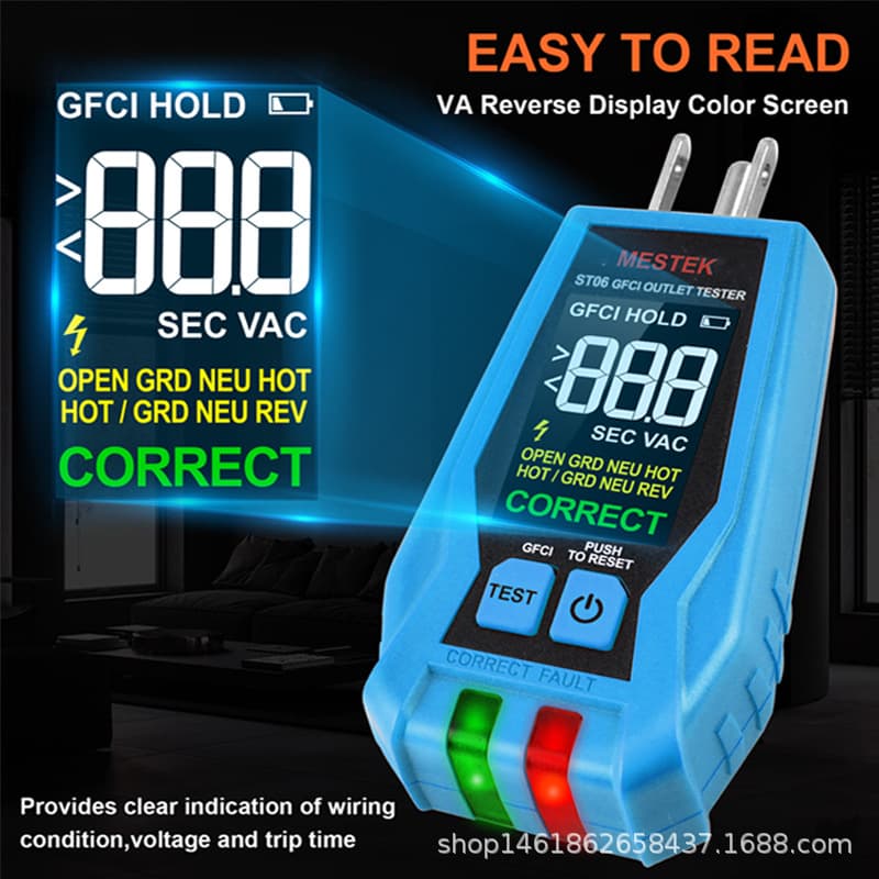 US Standard ST06 Outlet Tester Power Polarity Test Phase Detection Leakage Switch Detector Socket Tester