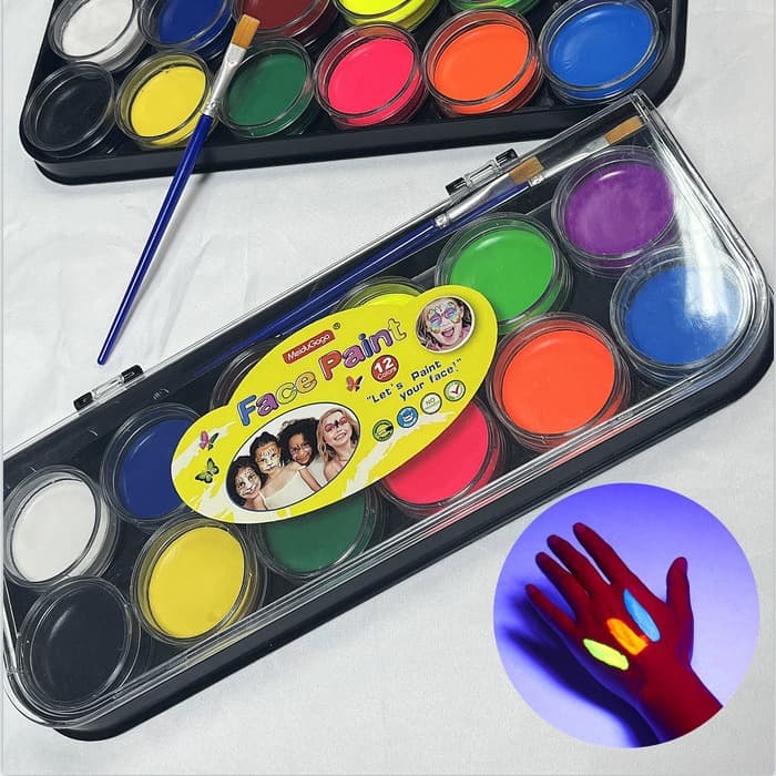 UV Face Paint Body Paint Water-Based Face Paint Cake for Halloween Costume Birthday Party Dance Event