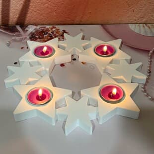 S2203 Christmas Star Candle Holder Tabletop Decor Cement Plaster Mold DIY Silicone Mold