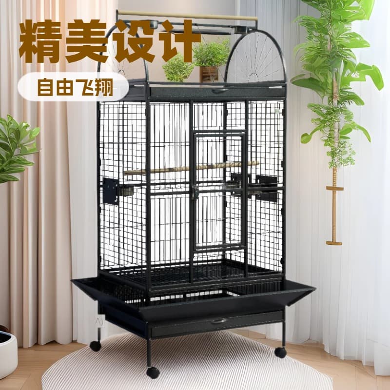 Manufacturer supplies exquisite wheeled pallet bird cage, large space, comfortable parrot cage, parrot toy wholesale pet bird
