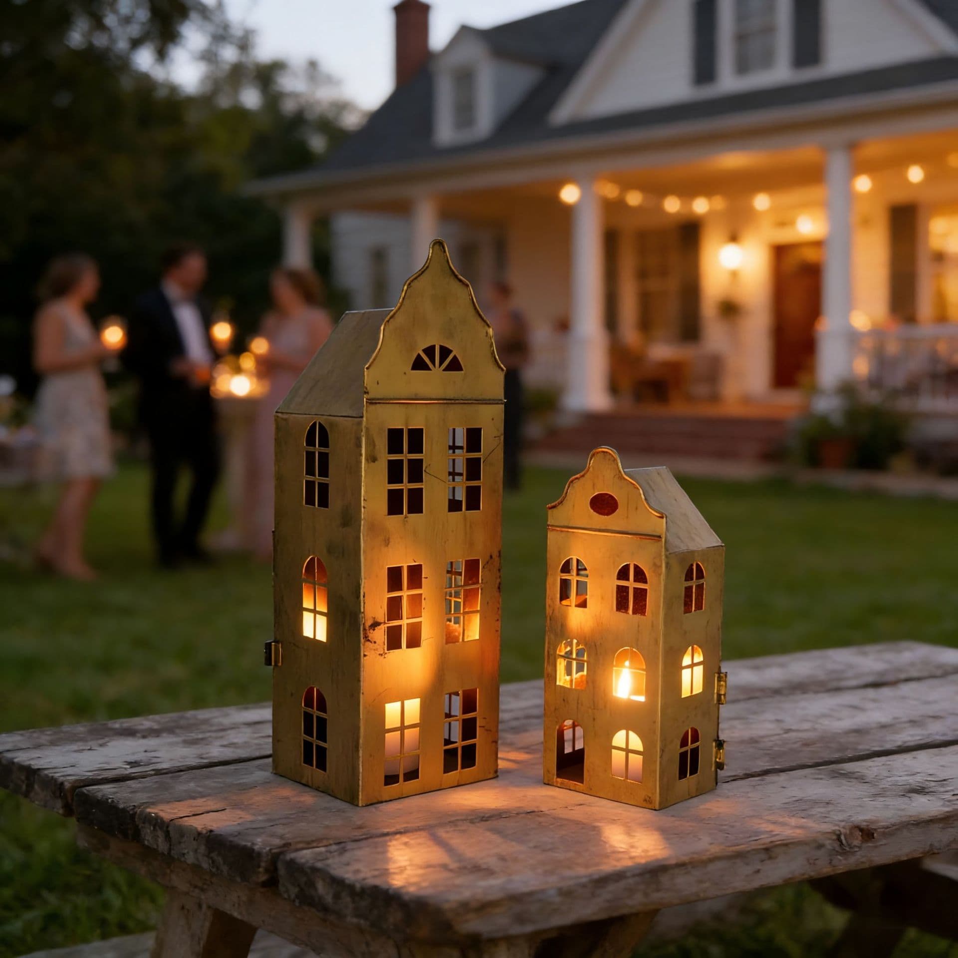 Nordic Style Black Glowing Mini House Ornament Vintage Building Light House Desktop Decoration B&B Fireplace Ambiance