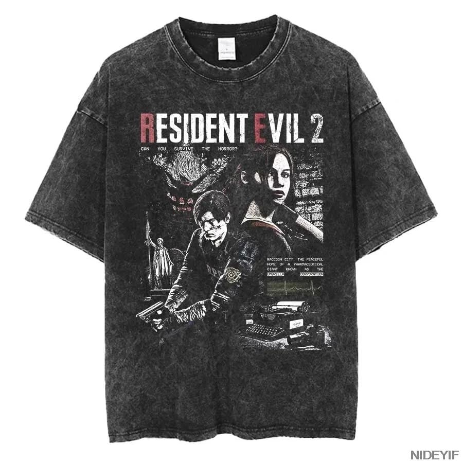 Resident Evil unisex Kennedy t-shirt game retro Leon number t-shirt washed cotton S product year
