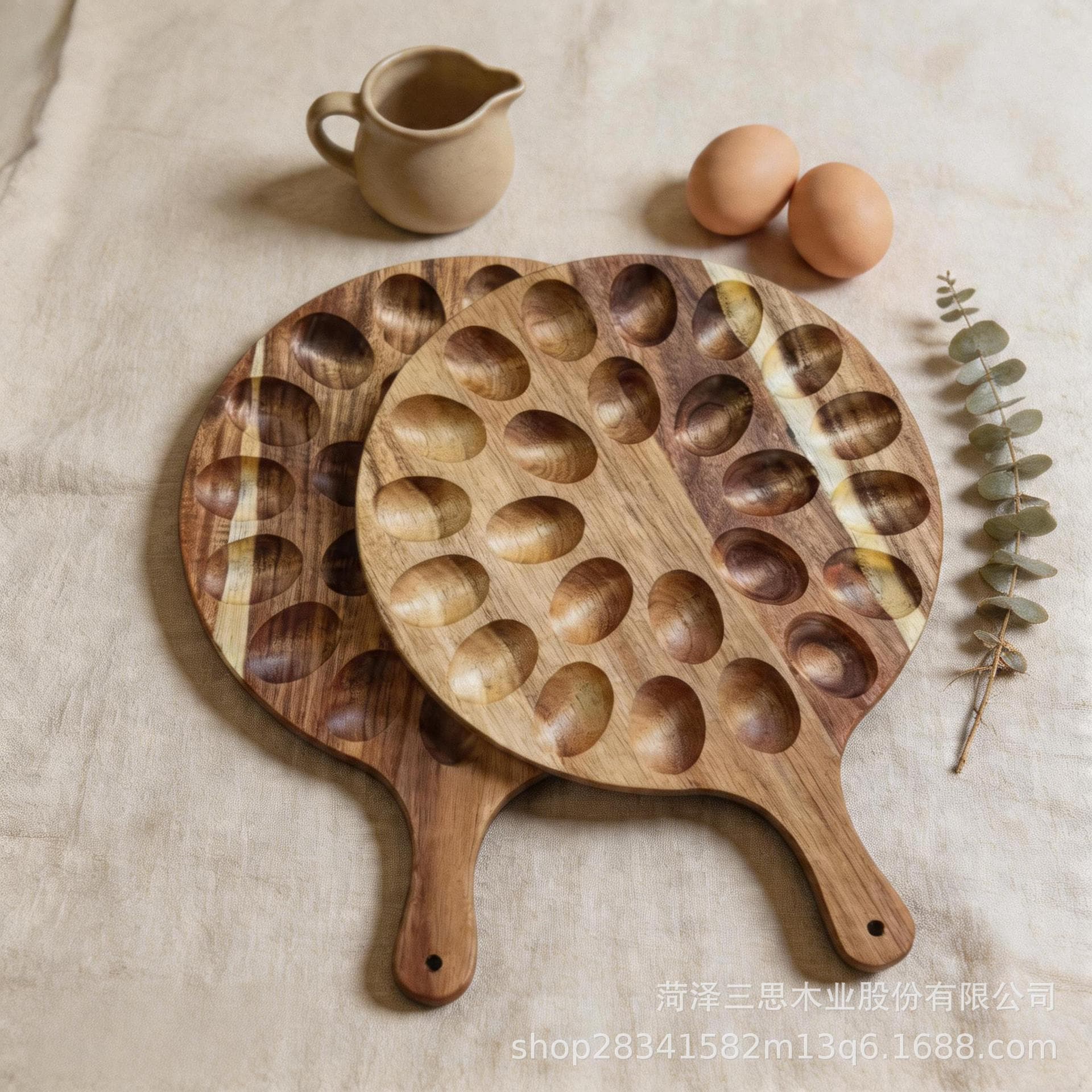 Cross-border Wooden Tray Halloween Cute Egg Tray Decoration Round Toy Tray Pallet Egg Tray