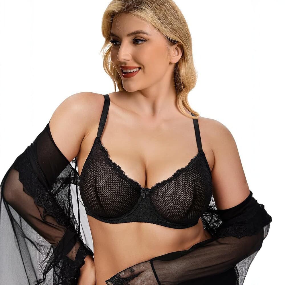 Export Original Plus Size 85-100 Ultra-Thin Underwire Bra Lace Push-Up Minimizer BCDEFGH Lingerie