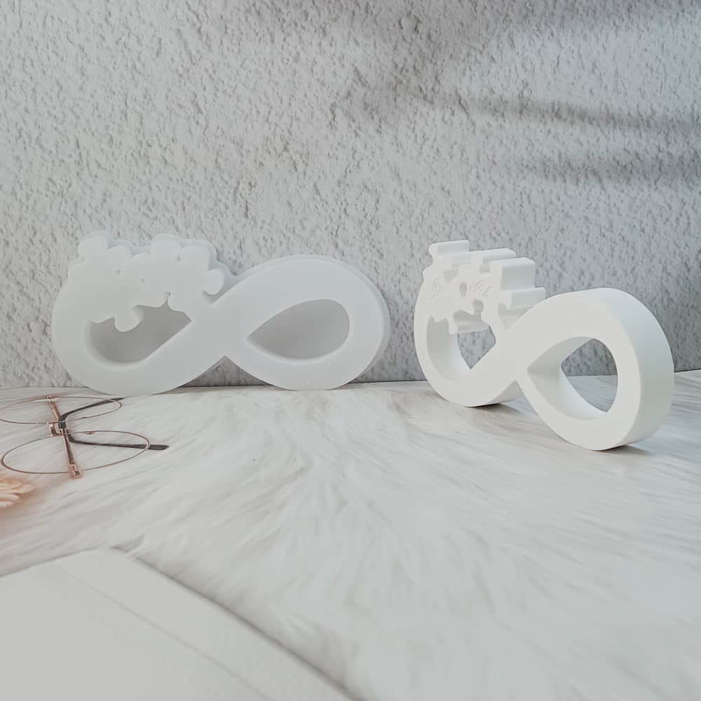 S2458 Puzzle Infinity Symbol Desktop Decoration Cement Plaster Mold DIY Silicone Mold