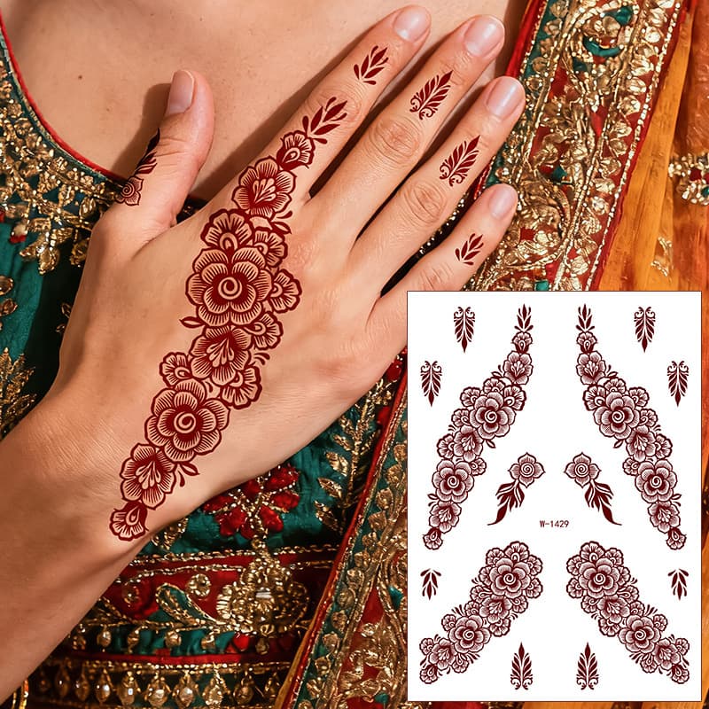 Cross-Border Hanna Tattoo Stickers Waterproof Southeast Asia India Mehndi Flowers Henna Temporary Tattoo