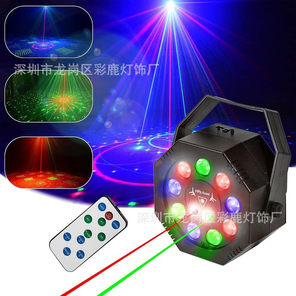 11-hole 72-pattern laser spotlight, colorful KTV stage light with remote and sound control for outdoor parties and spotlights.
