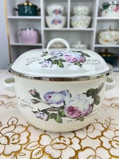 Bosilang Enamel Pot, Thickened Enamel Double-Handled Household Tall Soup Pot, Stew Pot, Chinese Herbal Medicine Pot, Boiling Pot, Universal for Induction Cooker and Gas Stove