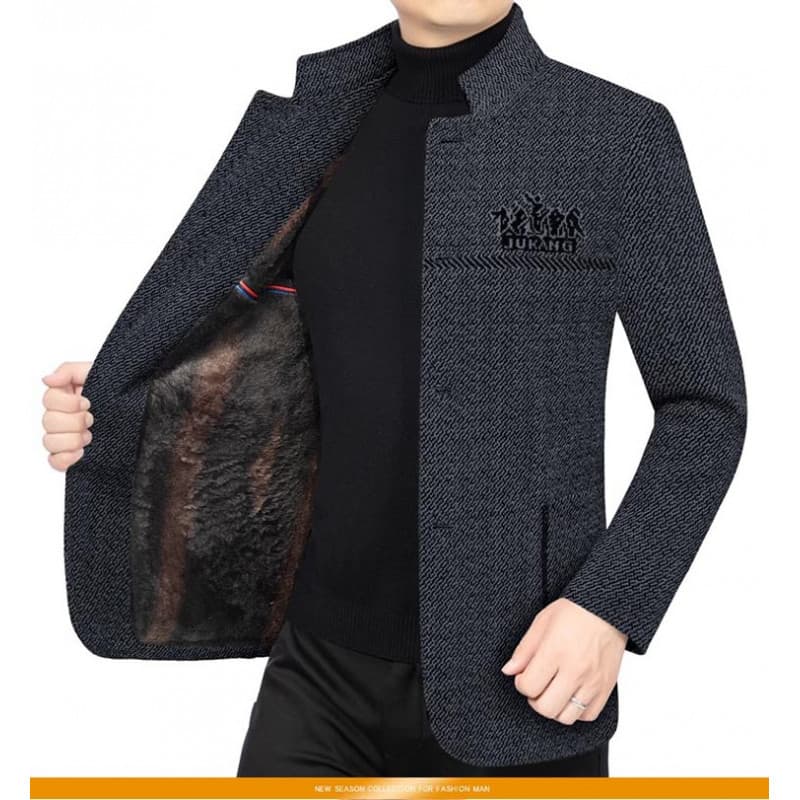 2025 New Style Chenille Button Version Zhongshan Suit 085 Fleece-Lined Style