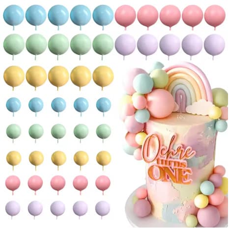 New 50 pieces colorful ball cake decoration rainbow ball diy accessories foam cake ball baking decoration wedding party