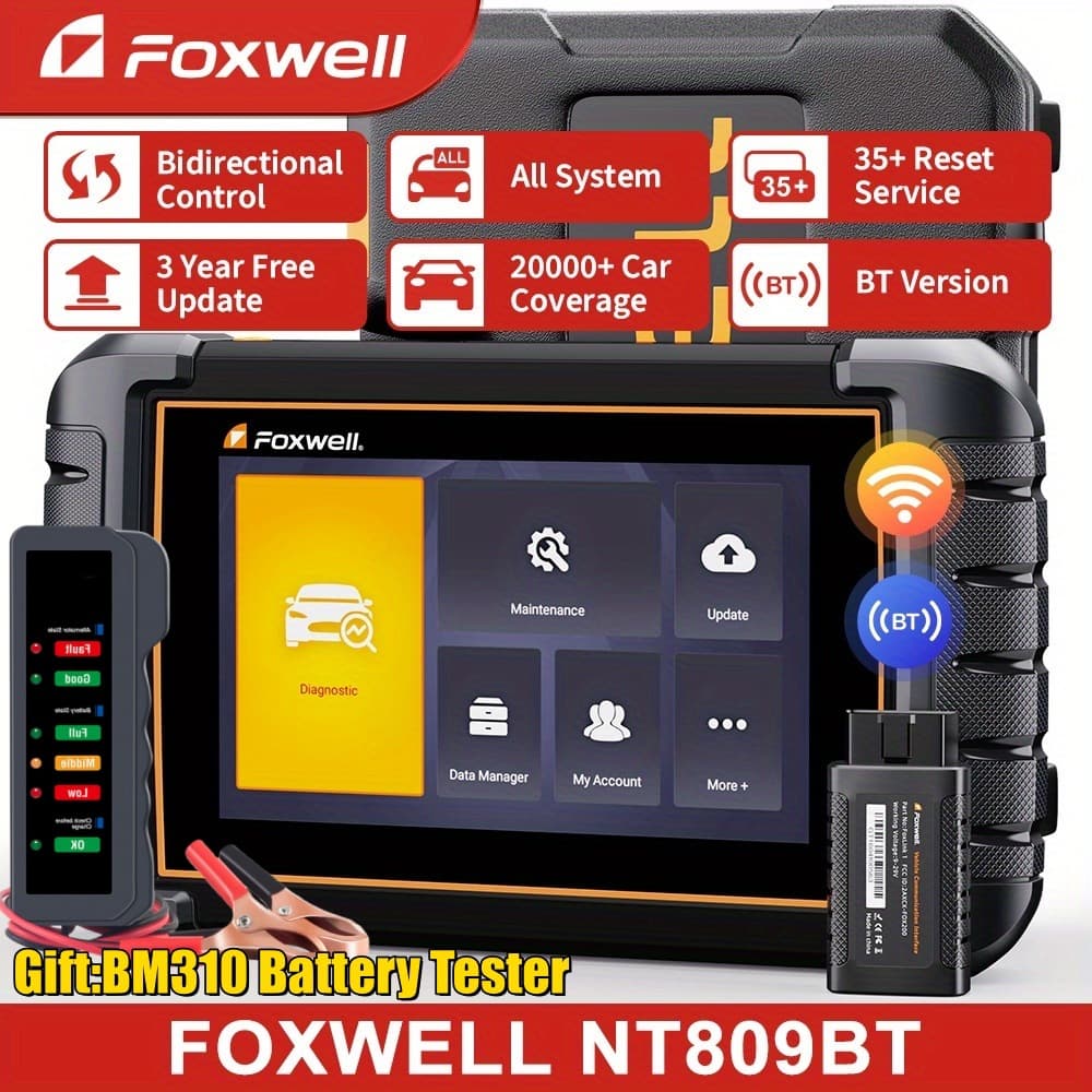 Foxwell NT809BT with Bonus: BM310 OBD2 Scanner Car Bidirectional Diagnostic Scanner