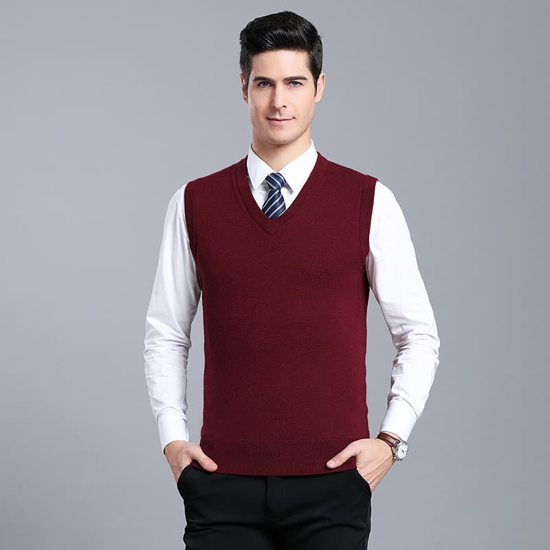 2025 Solid Color Wool Vest for Men, Korean Style, Spring and Autumn, V-Neck, Plus Size, Thickened
