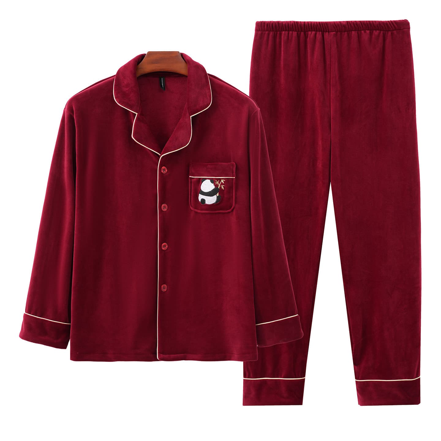Wedding Pajamas Newlywed Couples Set, Women's Autumn/Winter Red Island Fleece Warm Flannel Men's Homewear
