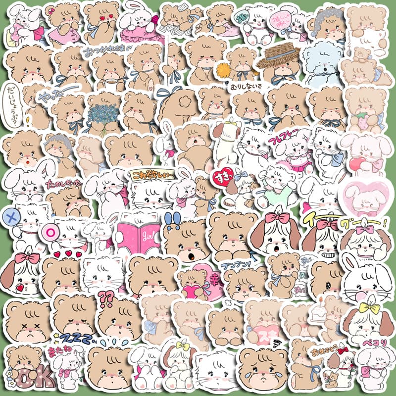 100-Piece Journal Stickers, Fresh Cartoon Cute Girly Style Marie Cat Planner Diary Phone Decorative Stickers