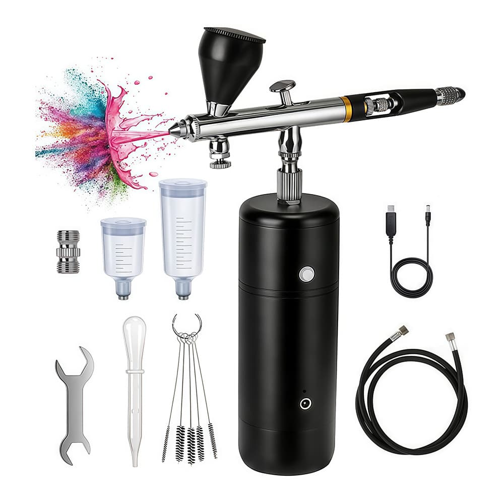Compressor Airbrush Kit 32PSI Handheld Corded Spray Pen for Charging Painting Tattoo Nail Art Makeup Cake Coloring