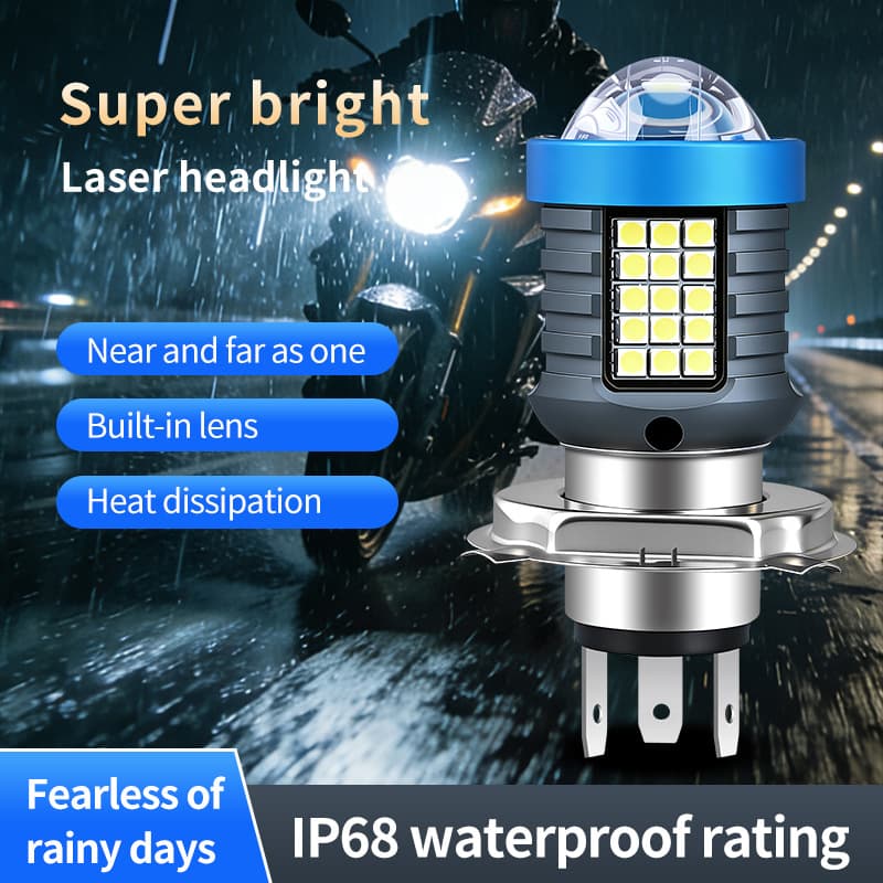 Cross-border exclusive new product LED motorcycle headlight H4 BA20D white and yellow two-color super bright headlight lens