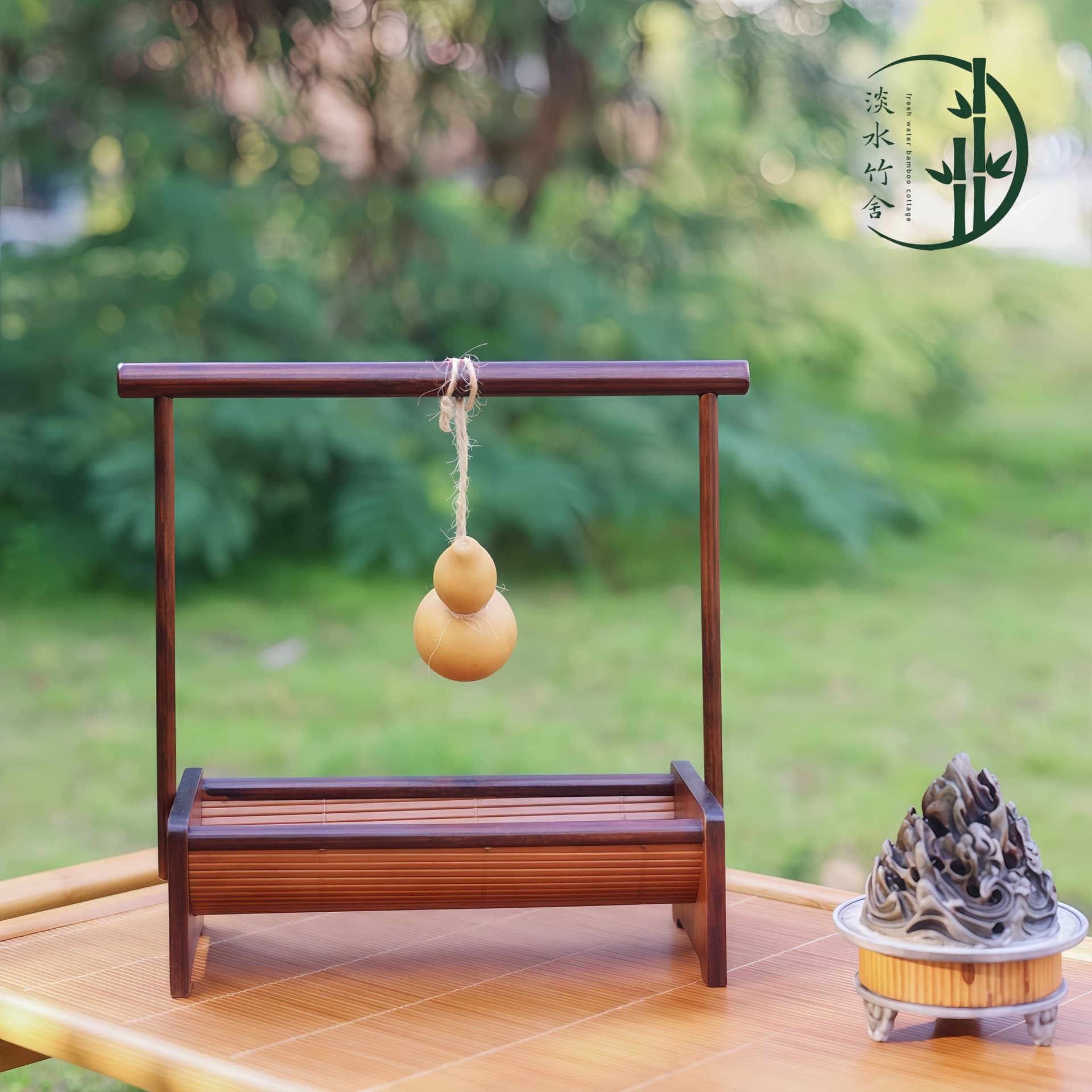 Fortune and Prosperity Handheld Gourd-style Chinese Ceramic Dry Fruit Box, Snack Basket for Tea Time, Portable Basket for Stove-Brewed Tea