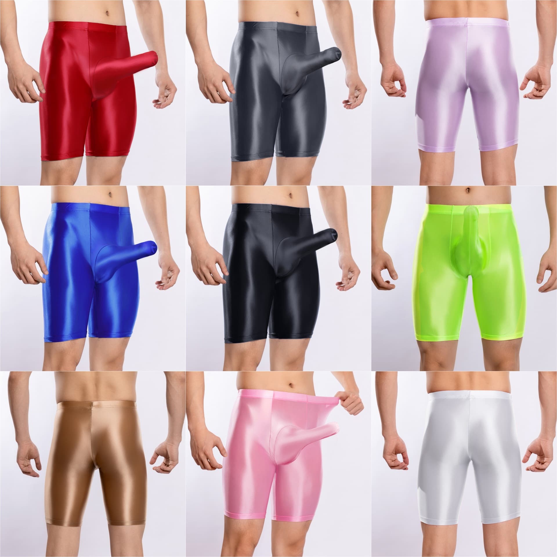 Large Size Shiny Smooth Sport Fitness Bodybuilding Sexy Pouch U-Convex Men's Elephant Trunk JJ Shorts