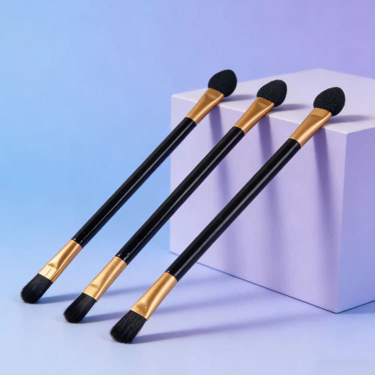 Gold tube long eyeshadow brush single double-ended disposable eyeshadow brush portable eyeshadow cotton swab student makeup brush