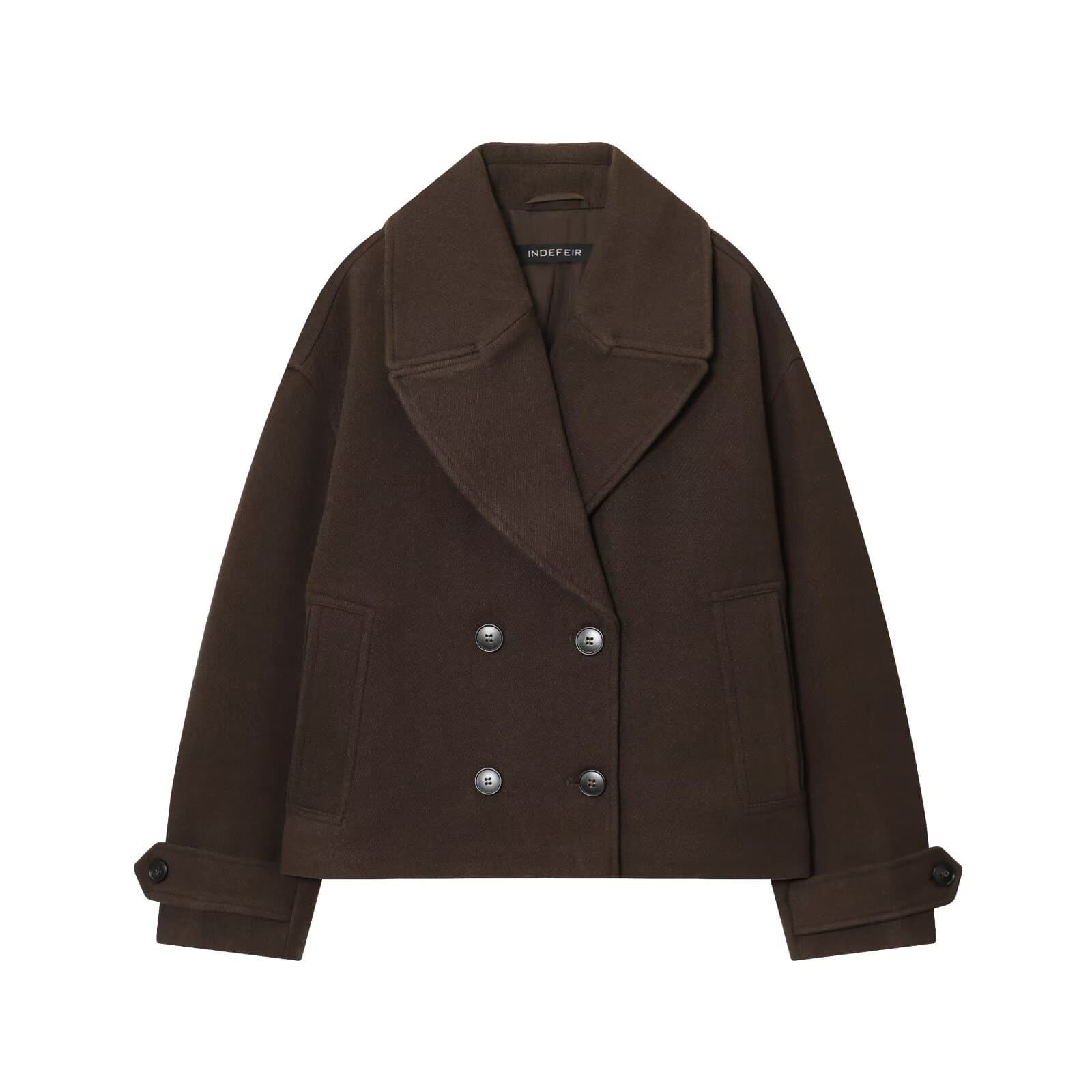 2025 Autumn/Winter New European and American Cross-Border Women's Street Fashion Double-Breasted Short Coat Woolen Jacket 3046297