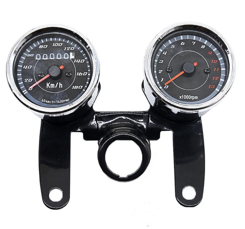 12V universal 0-180km/h dual-function modified motorcycle odometer tachometer kilometer gauge LED retro instrument
