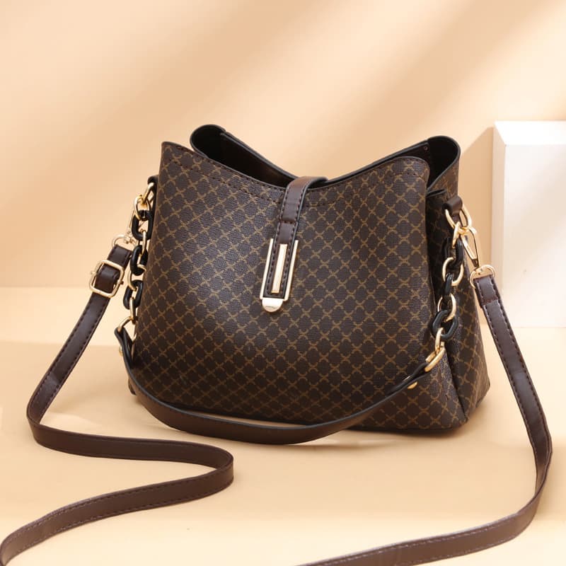 Ladies Single Shoulder Bag Soft Leather Crossbody Handbag Fashionable Casual Style In Brown Black