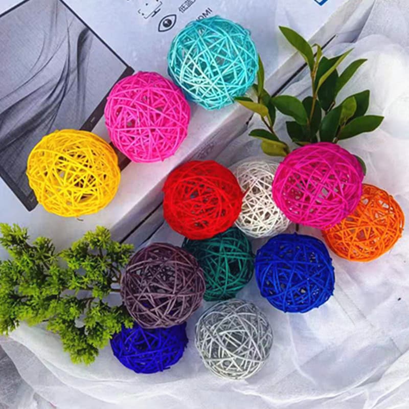 10cm rattan balls in white and colored, LED bedside night light, decorative hanging light string balls.