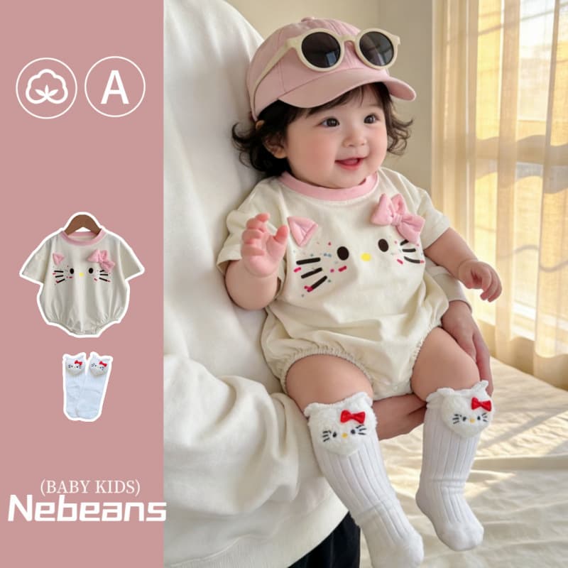 Summer New Arrival: Pink Kitty Triangle Romper for Baby Girls, Soft Cotton Short-Sleeve Jumpsuit Set