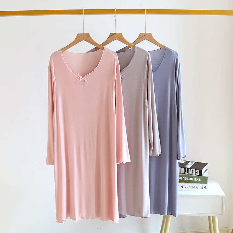 Modal Maternity Dress Summer Thin Long Sleeve Nursing Dress for Pregnant and Postpartum Women, Stretchy Plus Size Postpartum Wear
