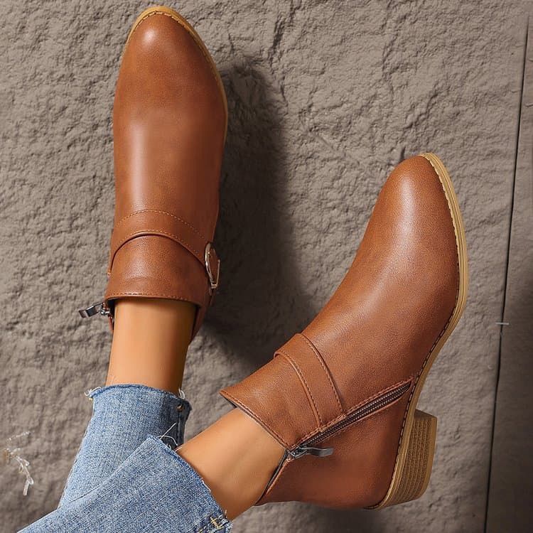 2024 Cross-border Roman Retro Ankle Boots Women Autumn/Winter New Plus Size Chunky Heel Round Toe Ankle Boots Ready to Wholesale