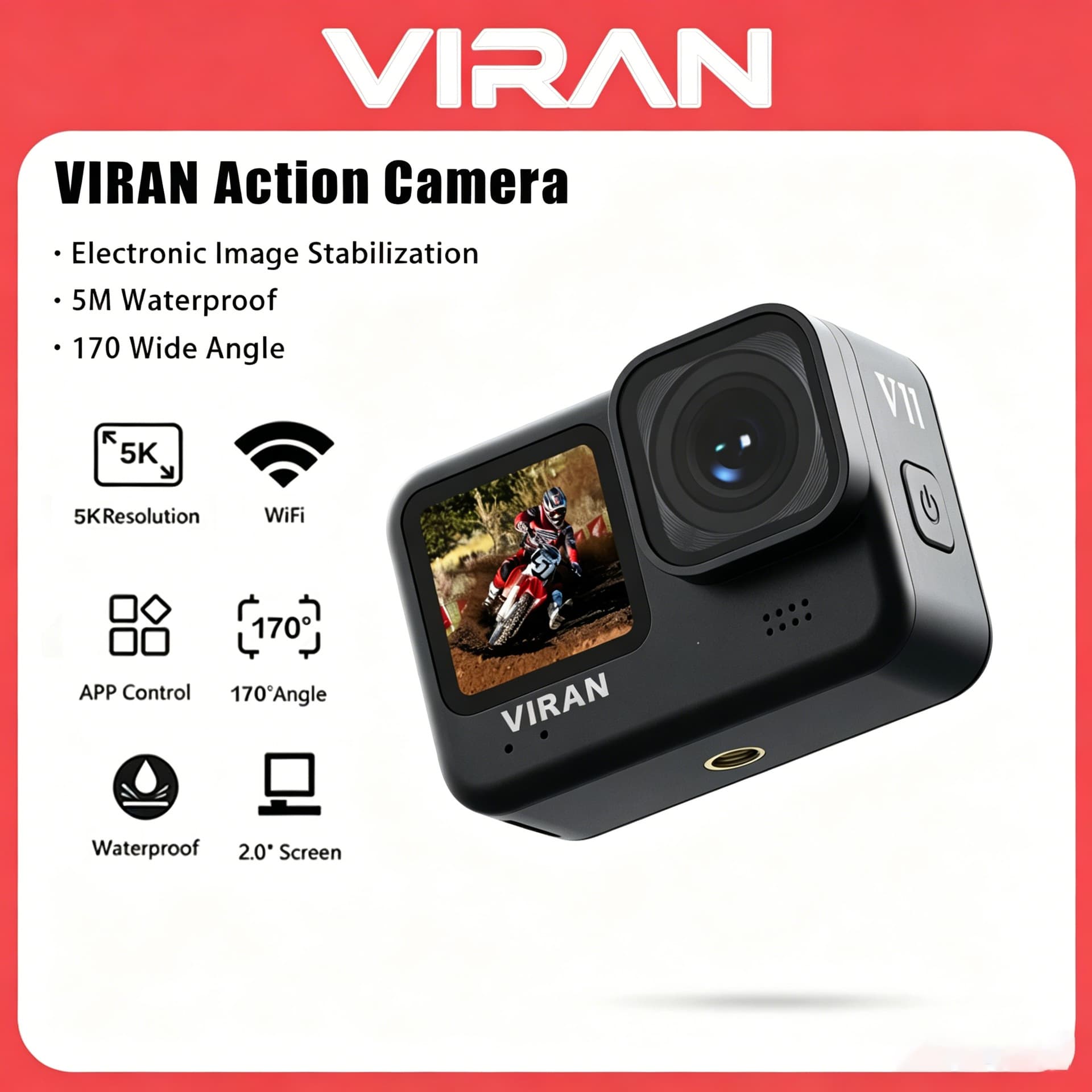 5k action camera HD action camera anti-shake waterproof camera touch screen cycling shooting recorder