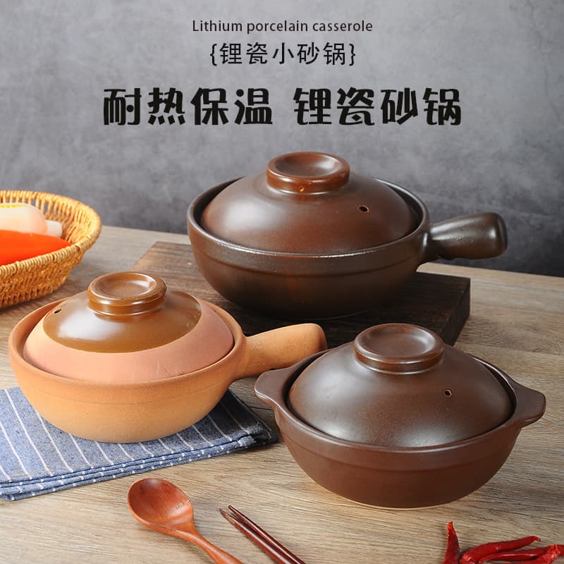 Traditional ceramic small casserole for commercial use, rice noodle pot, clay pot rice, braised chicken, soup stew pot, gas stove sand pot