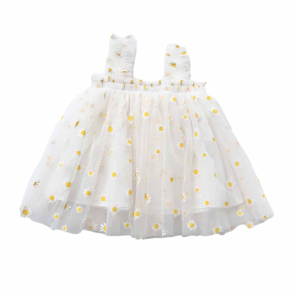 Cross-Border Summer New Girls Embroidered Mesh Strap Dress Baby Strapless New Princess Dress Fashionable Princess Dress