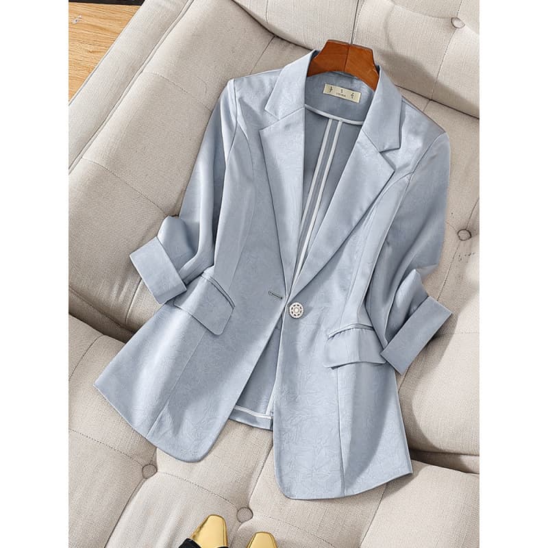Cross-border Acetate Satin Blazer for Women New Spring Summer Elegant High-End Casual Suit Jacket for Petite