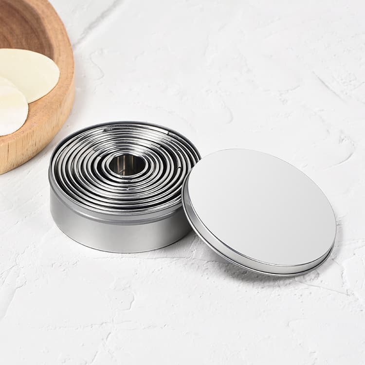 Stainless Steel Mousse Ring Round Cookie Cutter Dough Press Dumpling Wrapper Stamp Stainless Steel Biscuit Mold 11-Piece Set