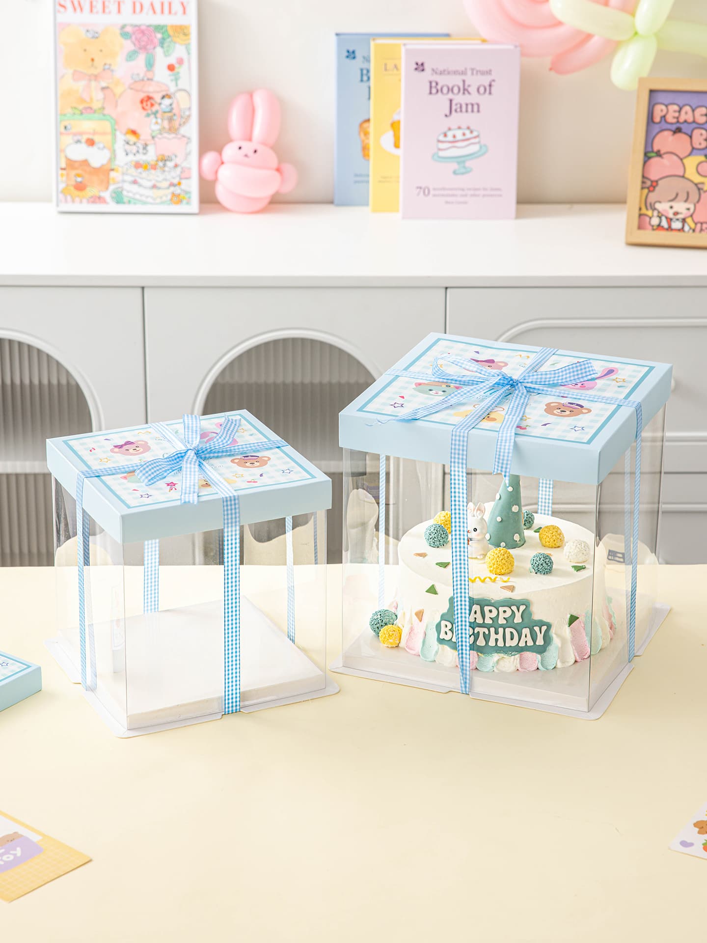 Children's Day Cake Box Transparent Gift Packaging Empty Snack Box Birthday Packing 6 Inch