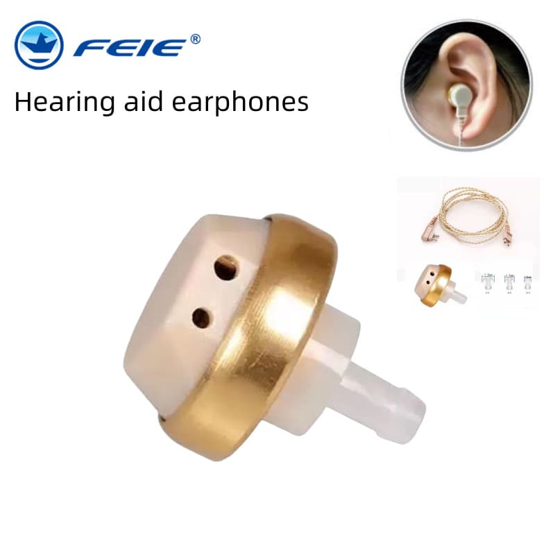 Fei'e Wholesale Universal Box Hearing Aid Two-Pin Headphone Head Two-Core Behind-the-Ear Hearing Aid Speaker Headphone Factory