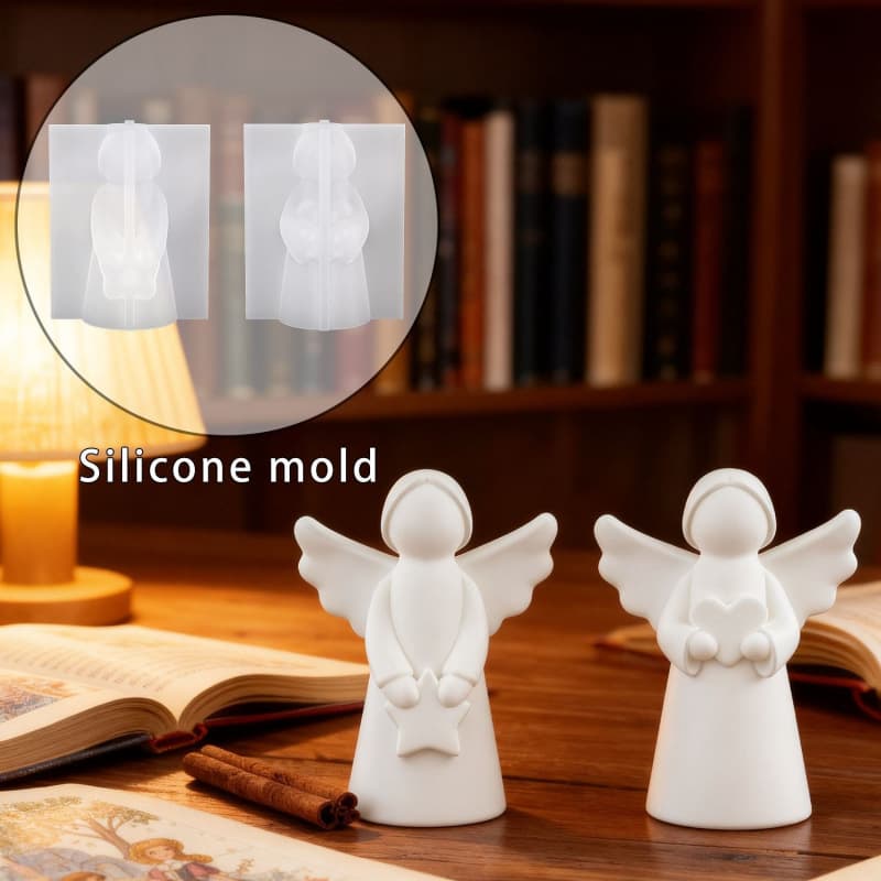 New and Good DIY Angel Figurine Girl Holding Heart Resin Mold Cute Angel Plaster Silicone Mold