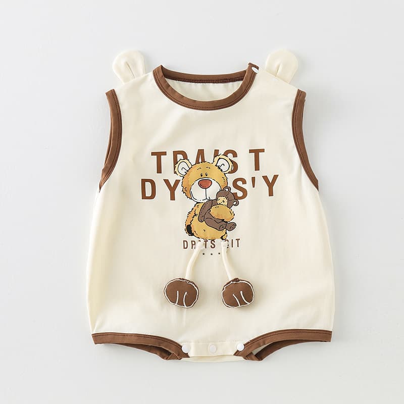 Summer baby jumpsuit, casual sports hugging bear crawling suit, comfortable and breathable outdoor clothing, male baby crawling suit