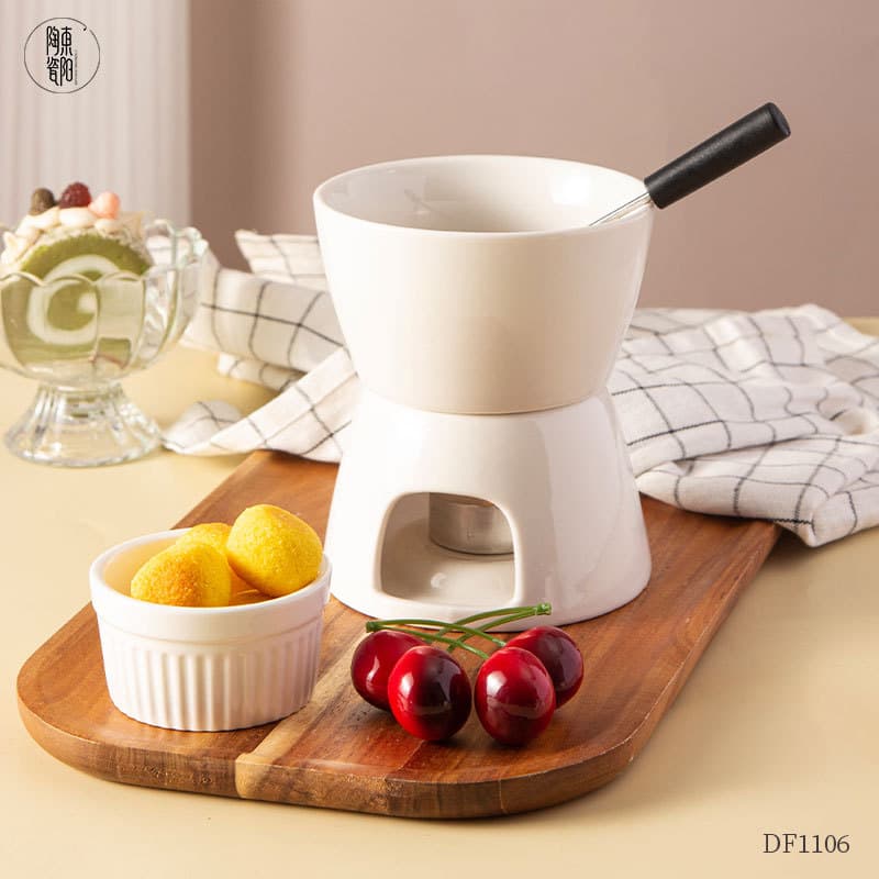 Cross-Border Nordic Style Custom Ceramic Chocolate Warmer, Universal European Ceramic Bowl for Heating Hot Pot Customization