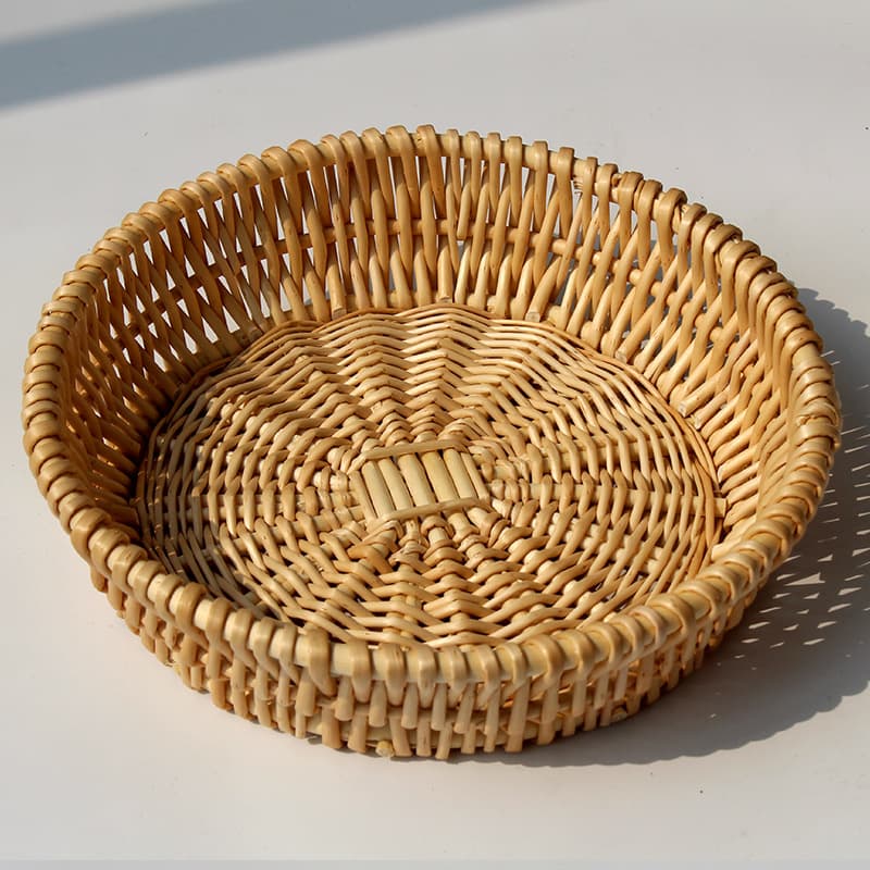 Rattan Steamer Basket, Wicker Bread and Bun Basket, Household Kitchen Desktop Toy Woven Storage Basket, Egg and Fruit Tray
